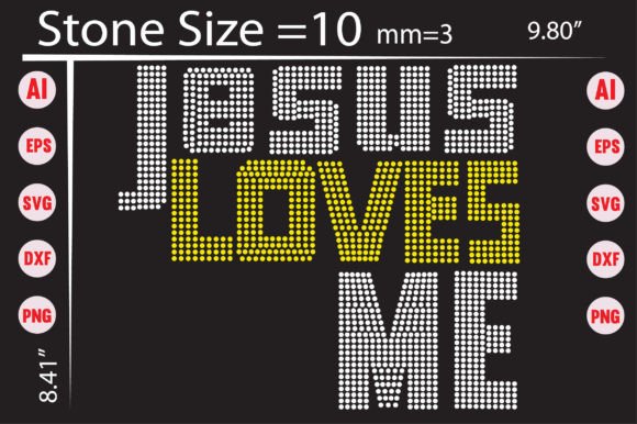 Jesus Loves Me Rhinestone Templates Graphics for T-Shirt Designs