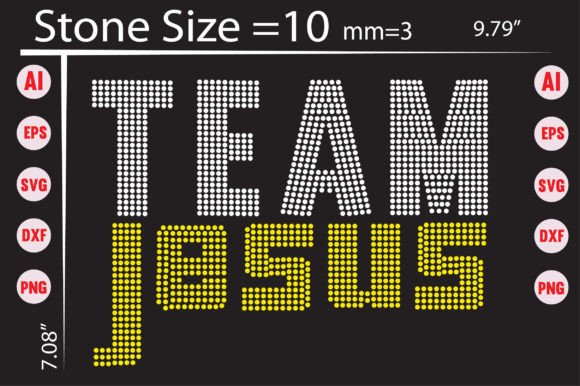 Team Jesus Rhinestone Graphics for T-Shirt Designs