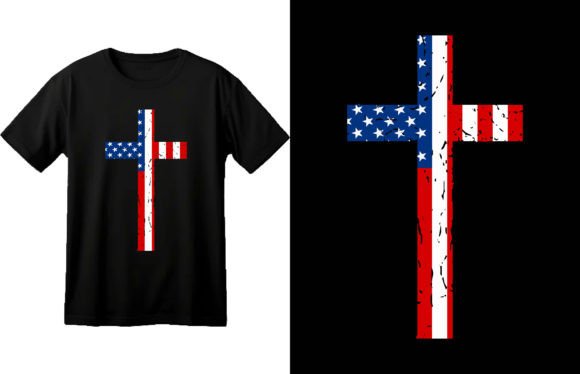USA Flag Cross Graphics for T-Shirt Designs